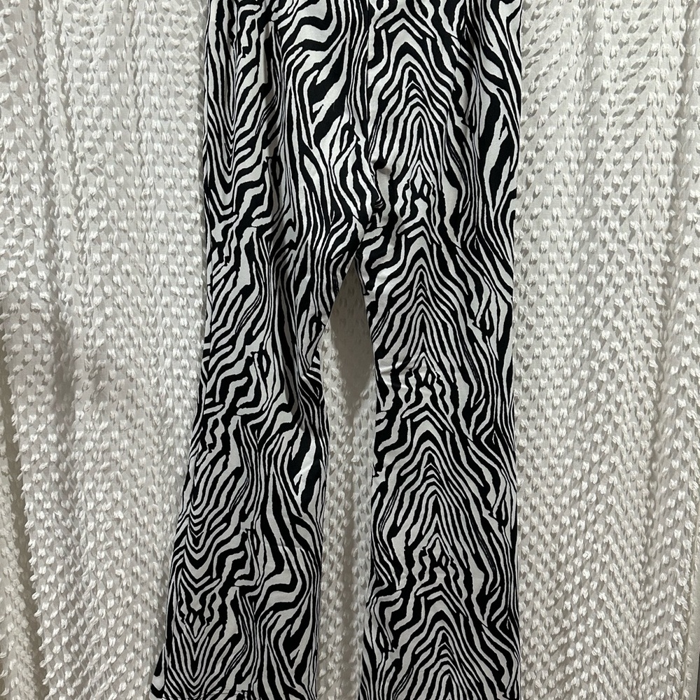 Zebra Print Flared Pants